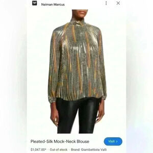 Giambattista Valli Printed Silk-Chiffon Lamé Top